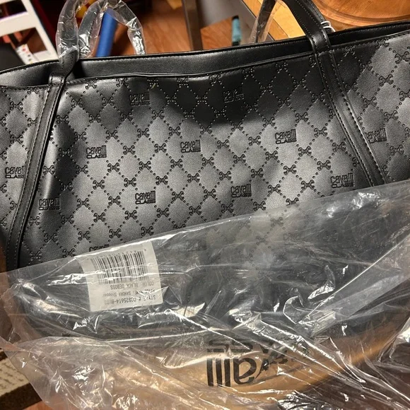 Cavalli Class Quilted Black Tote - Picture 5 of 6